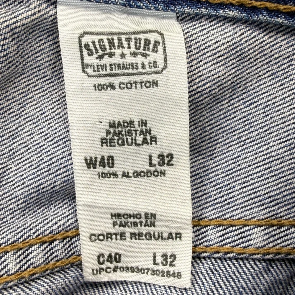 Signature by Levi Strauss & Co Mens Regular Fit Blue Jeans W40 L32 Medium Wash